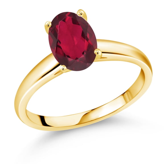 Gem Stone King 1.80 Ct Oval Red Mystic Quartz 10K Yellow Gold Ring