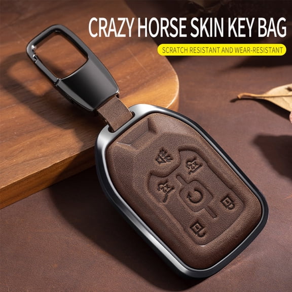 For Key Fob Cover Leather Car Suburban Tahoe 2015 2016 2017 2018 2019 2020 GMC Yukon Key Case