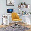 thumbnail image 4 of JOINSUN Office Desk Chair, Upholstered Seat Height-Adjustable with Wheels for Home, Yellow, 4 of 6