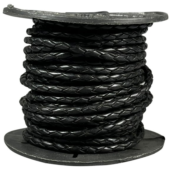 Cordon Bolo Tressé, 3,0 mm, Bobine de 10 Mètres (Noir)