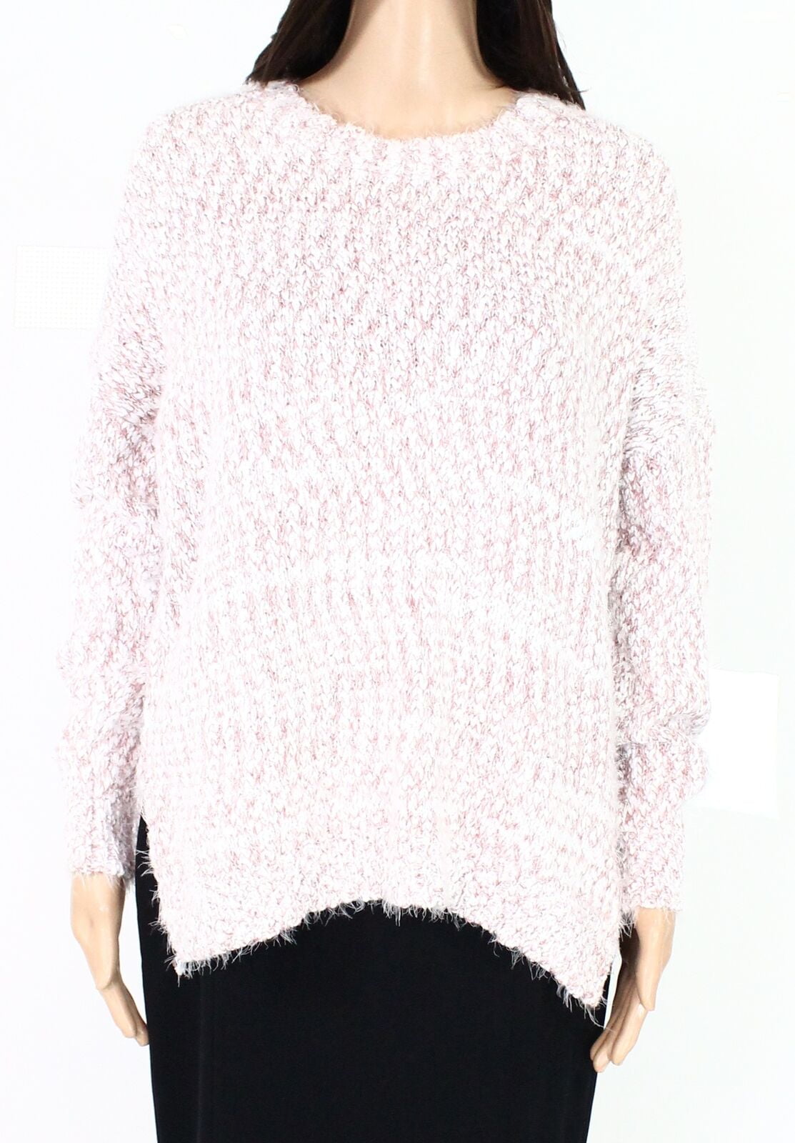 Dreamers Sweaters - Womens Sweater Pink White Large Fuzzy Knit Pullover ...