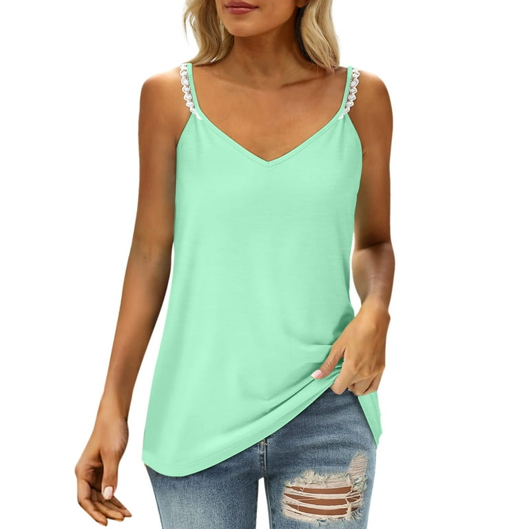 Women Camisole with Built in Bra Flowy Tank Top with Adjustable Straps  Loose Fit