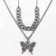 thumbnail image 3 of Conjunto de collar de eslabones cubanos de mariposa-Cadena de collar de hip hop para mujer con diamantes de imitación brillantes, accesorio de moda para los amantes del hip hop Adepaton LRWJ706-1, 3 of 8