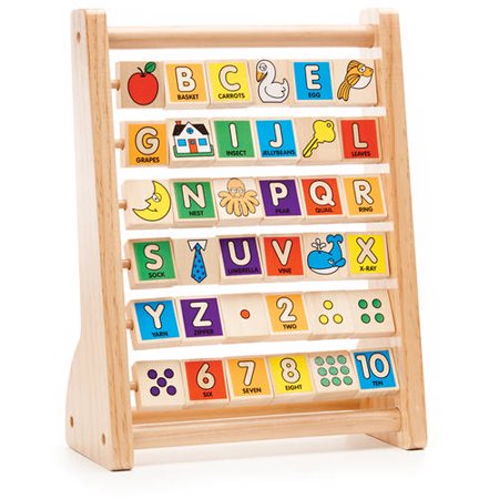 Abacus Olive - Melissa & Doug ABC-123 Abacus, Classic Wooden Educational Toy with 36 Letter and Number Tiles