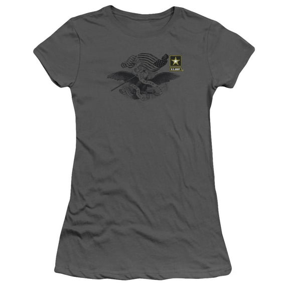 Army Left Chest S/S Junior Women's T-Shirt Sheer Charcoal