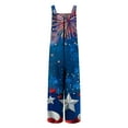 thumbnail image 5 of Wiyuqeen Womens American Flag Linen Overalls Vintage Stars Striped Linen Jumpsuits Sleeveless Bib Romper Long Pants 4th of July Jumpers, 5 of 8