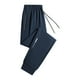 thumbnail image 1 of Pantalones casuales de moda para hombre, con bolsillos y tobillos, color liso, cintura elástica y cordón ajustable., 1 of 3