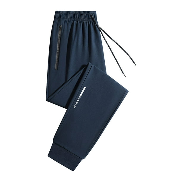 Pantalones casuales de moda para hombre, con bolsillos y tobillos, color liso, cintura elástica y cordón ajustable.