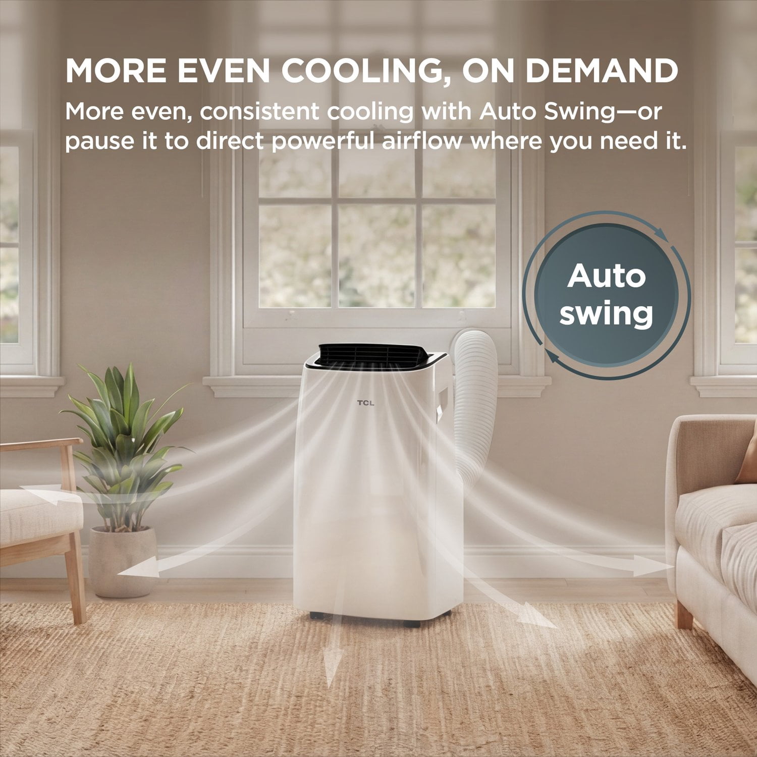TCL 7,000 BTU SACC (11,000 BTU ASHRAE) Smart Portable Air Conditioner, H7P38W