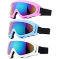 thumbnail image 1 of Gafas de esquí, paquete de 3 gafas de snowboard para niños, niñas, jóvenes, hombres y mujeres (rosa, azul y blanco), 1 of 5