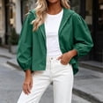 thumbnail image 6 of Qingpeng Womens Lightweight Zipper Up Hooded Jacket Balloon Sleeves Elastic Cuffs Casual Tops for Spring Fall Wear and Outdoor Activities, 6 of 6
