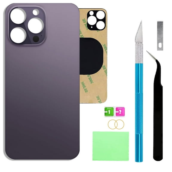 For iPhone 14 Pro 6.1-inch Original Replacement Rear Glass with Repair Kit and Instructions (Dark Purple)