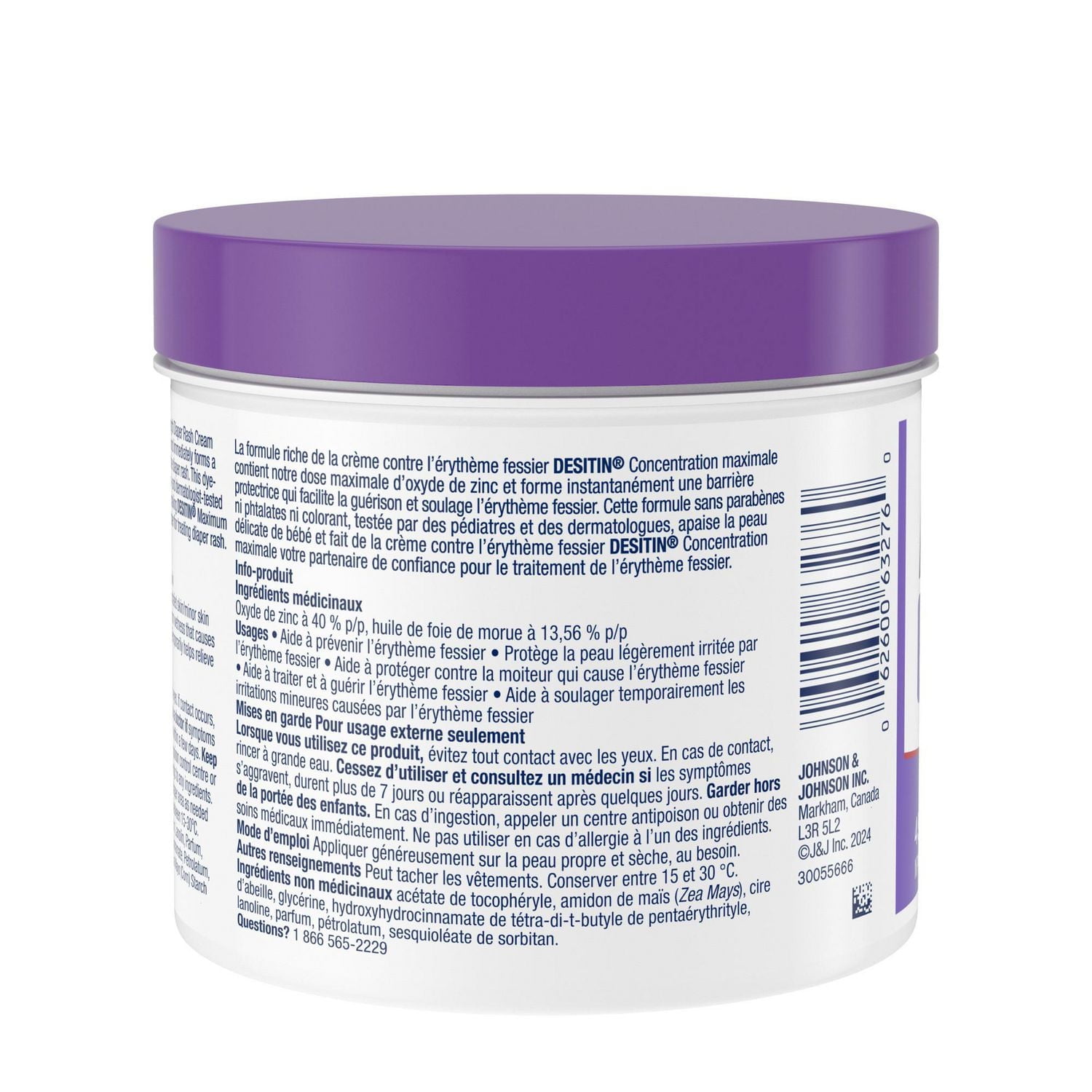 Crème contre l’érythème fessier pour bébés Desitin Force maximale, 40 % d’oxyde de zinc pour aider à traiter, à guérir et à prévenir l’érythème fessier, hypoallergénique, pâte sans phtalates ni p 454 g