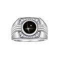 thumbnail image 1 of RYLOS Mens Rings Sterling Silver Designer Round Gemstone &  Sparkling Diamond Ring Black Star Sapphire March Birthstone Rings For Men, Men's Rings, Silver Rings, Sizes 8 - 13, 1 of 7
