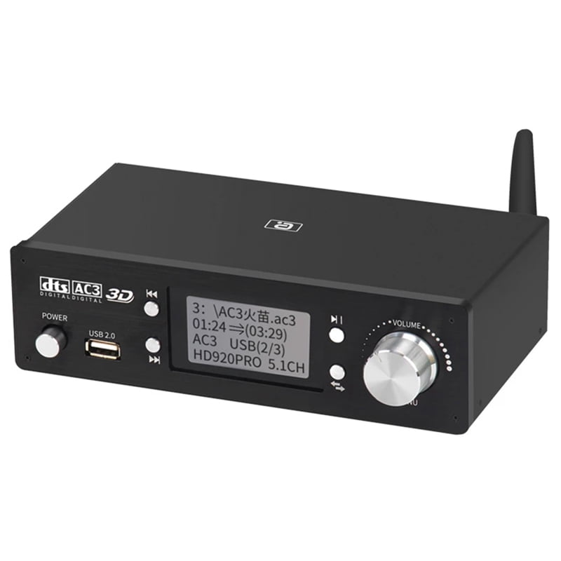 HD920PRO 5.1CH HD Audio Decoder 5.0 for DTS AC3 4K 3D Converter SPDIF PCUSB DAC(EU Plug) -