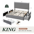 thumbnail image 4 of Amolife King Bed Frame with Adjustable Velvet-Wrapped Headboard and 4 Storage Drawers, No Box Spring Required, Gray, 4 of 10