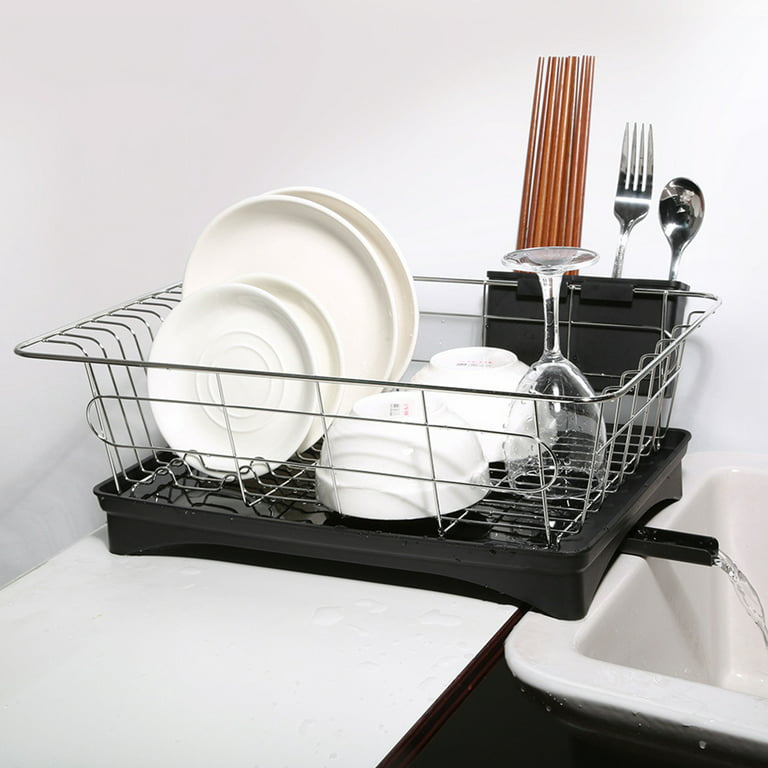 MAJALiS Over Sink Dish Drying Rack, Large 3 Tier 304 Stainless Steel Dish  Drainer Organizer for Kitchen Shelf, Expandable Above Sink Storage