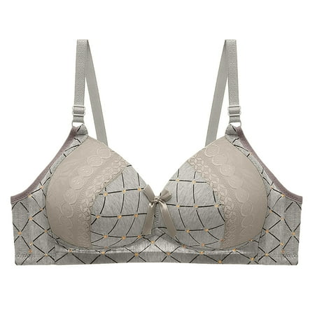 DJskiyers Plus Size Bra for Women Ultra-Soft Push Up Bras Wirefree Full Coverage Bralette High Support Bra Comfort Daily Bras Printed Lift Up Bra