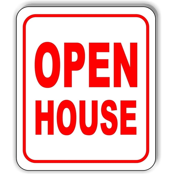 OPEN HOUSE RED Aluminum Composite Outdoor Sign 8.5" x10"