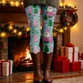 thumbnail image 2 of Gyexs Womens Christmas Leggings Lined Tights Soft Stretchable Pajamas Pants High Waisted Funny Legging Winter Clothing #09 Pink & Size XXL, 2 of 6