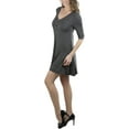 thumbnail image 3 of ToBeInStyle Women's 3 Front Button Elbow Sleeve Trapeze Tunic, 3 of 3