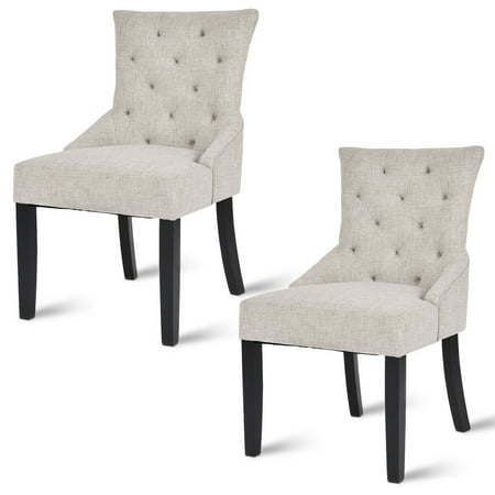 - Costway Set of 2 Dining Chairs Armless Chair Tufted Design Fabric Upholstered Modern
