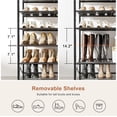 thumbnail image 4 of 8-Tier Tall Shoe Rack Organizer with Wooden  for Entryway Closet Garage Rustic Brown Metal Heavy-Duty Storage, 4 of 7