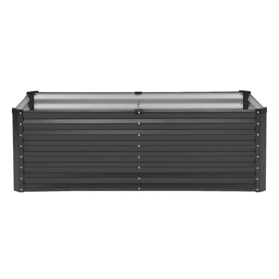 KFFKFF Galvanized Metal Garden Bed, Dimensions 6 x 3 x 2 ft, Outdoor Planter Box with No Bottom, Spacious Raised Bed for Cultivating Vegetables, Flowers, Herbs, and Succulents, Dark Gray