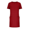 thumbnail image 3 of Womens Short Sleeve Mini T-Shirt Dress Workout Sport Tennis Athletic Dress With 2 Pockets, 3 of 4