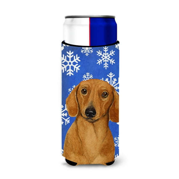 Carolines Treasures LH9267MUK Dachshund Winter Snowflakes Holiday Ultra Hugger for slim cans Slim Can multicolor