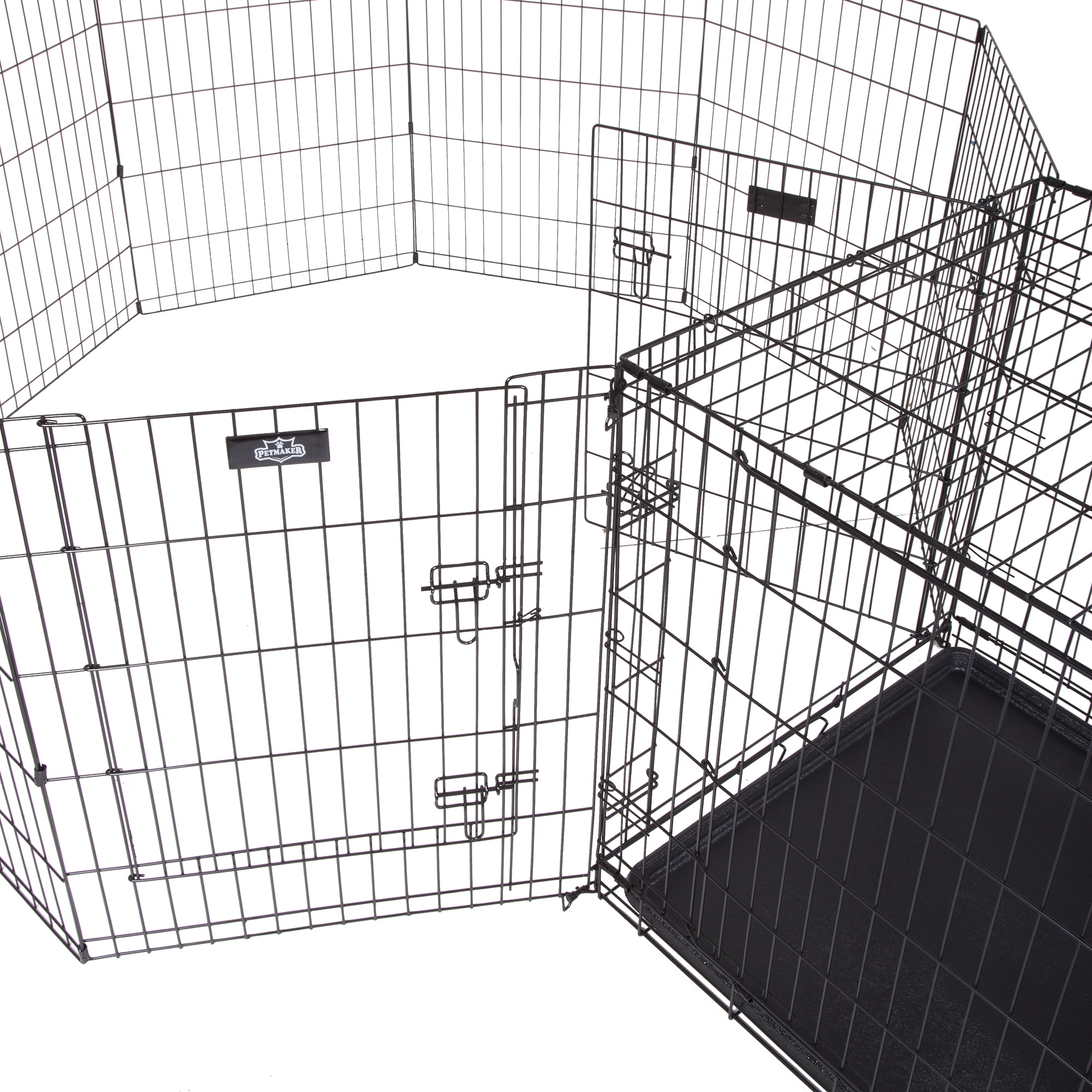 PETMAKER 24x30-Inch Foldable 8-Panel Puppy Playpen with Secure Gate (Black)