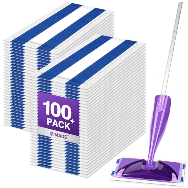 UNIMADE 100 Count Mop Pad Refill Compatible with Swiffer Wet Jet, Disposable Multi-Layers Mopping Pads for All Hard Surface, Especially Har