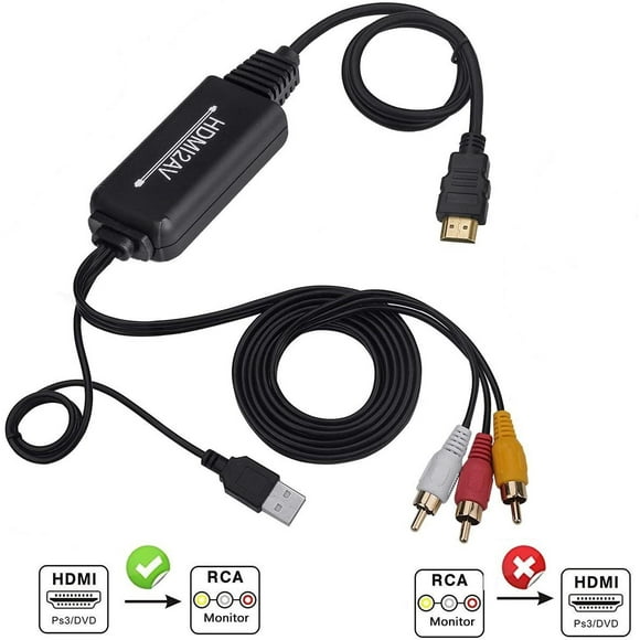 HDMI to RCA Converter, HDMI to Composite Video Audio Converter Adapter, HDMI to AV, Supports PAL/NTSC for TV Stick, Roku
