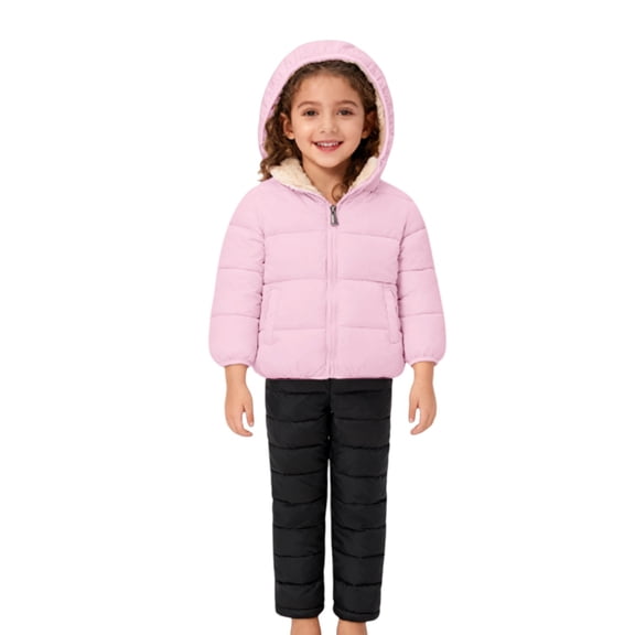 Coerni Boys and Toddler Snowsuit Waterproof Ski Suit Windbreaker Fleece Snow Jackets for Kids 2 Piece Quilted Puffer Down Clothes