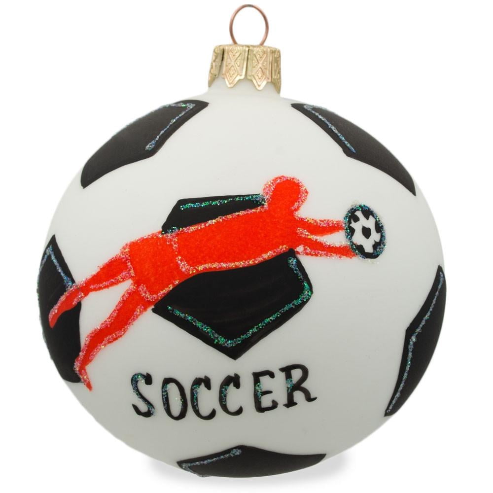 BestPysanky Soccer Ball and Goalkeeper Glass Ball Christmas Sports