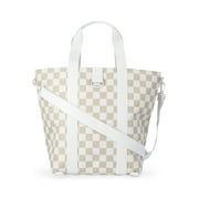 No Boundaries Womens Beach Insulated Tote Bag, Tan Checker