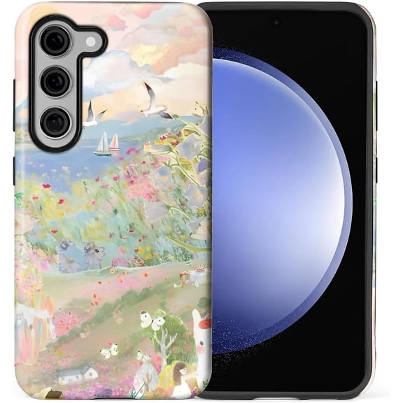 Case for Samsung Galaxy S25 Plus, Lovely Phone Case for Girls Women, Scratch Resistant Shockproof Protective Cover-Artistic Pastoral Collage