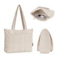 thumbnail image 5 of Qulited Puffer Tote Handbag Stylish Tote Bag for Women Single Shoulder Bag with Handle - Stylish and Lightweight Minimalist Chic Work Commute, Beige, 5 of 7
