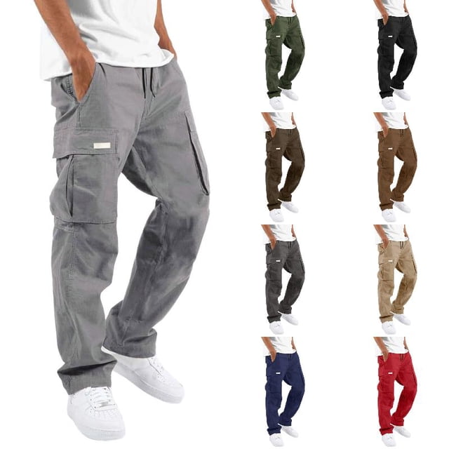 Pantalon Cargo pour Homme en Coton Coupe Décontractée Pantalon de Randonnée Tactique pour Hommes avec Multiples Poches Décontracté Extérieur Travail Jogger Pantalon Cargo
