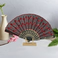 thumbnail image 4 of Unique Bargains 1 Pc Sequins Folding Fan for Masquerade Red Cotton Linen, 4 of 5
