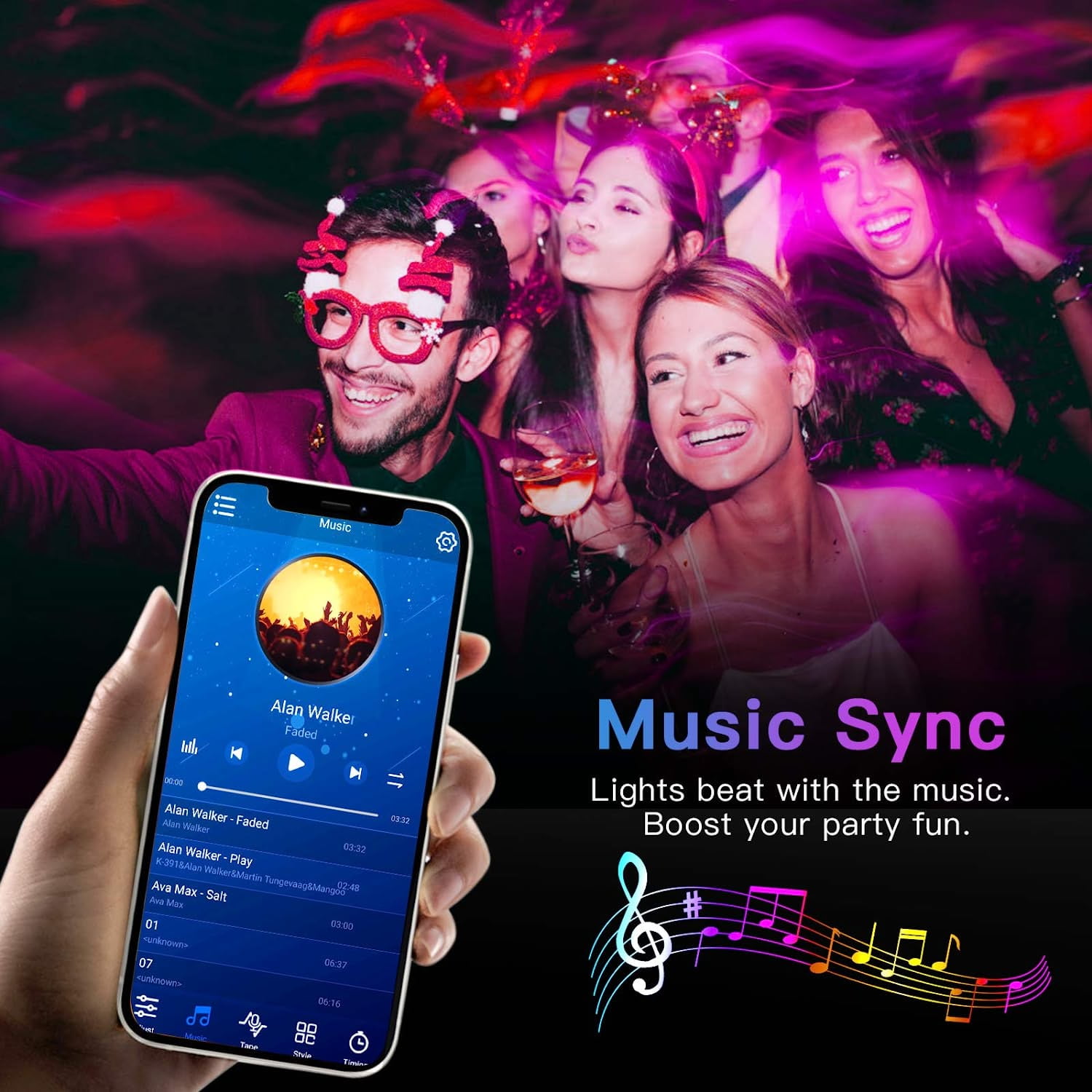 65 6ft Bluetooth Led Strip Lights Smd5050 Music Sync Led Lights Strip Rgb Color Changing Led Lights With Remote Smart Phone App Control Led Lights For Bedroom Tv Room Diy App Remote Mic 2 Roll