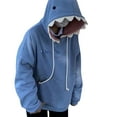 thumbnail image 2 of KDFJPTH Women Sweatshirts Cute Shark Hoodie Long Sleeve Blue Kawaii Shark Shape Hooded Pullover Hoodies Top, 2 of 7