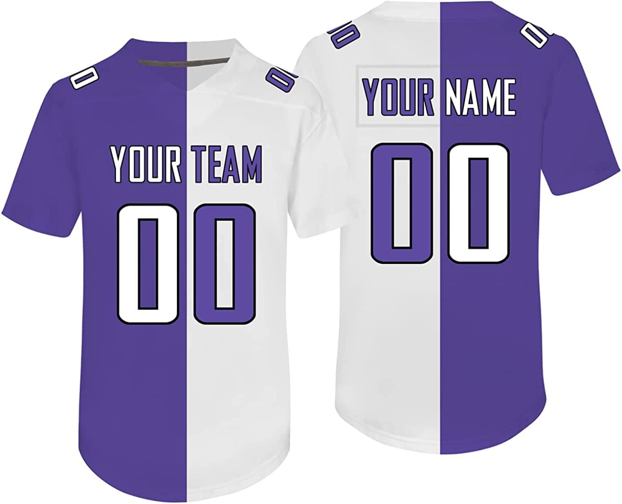 Custom Split Half Color Jersey Personalized Design Your Own Football Jerseys  for Men Women Youth 