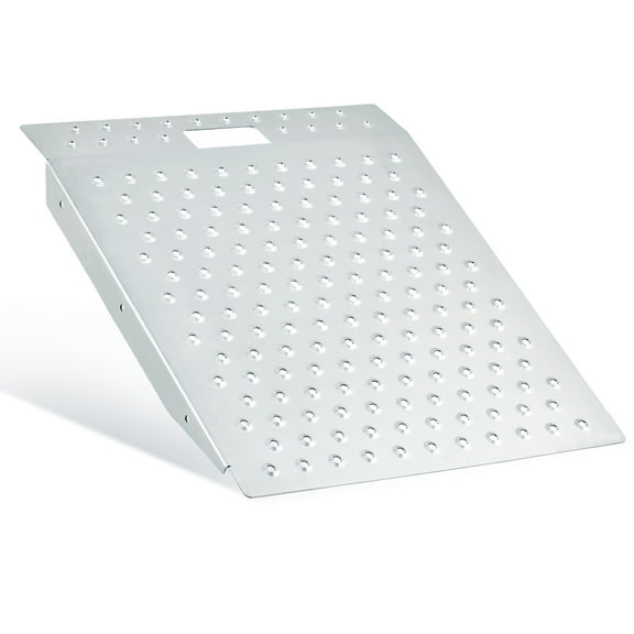 Mescukay Heavy Duty Shed Ramp, 750 LBS Capacity Anti-Slip Punch Plate Loading Ramp for Sheds Garage Barns ATV Lawn Mowers, 29"L x 24"W