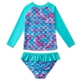 thumbnail image 2 of Gyratedream 2-10T Little Big Girls Long Sleeve Two Pieces Rash Guard Swimsuit Bathing Suit, 2 of 8