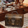 thumbnail image 3 of Wooden Treasure Chest, Pirate Treasure Chest Storage Box With A Front Lock, Unique Handmade Vintage Design, Suitable For Storage Box/gift Box (8.5 * 5, 3 of 5