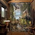 thumbnail image 4 of Rustic Cabin Shower Curtain, Country Cabin Lodge Lake Woodland Funny Bear Moose Deer RV Farmhouse Bathroom Curtains Decoration, Polyester Fabric Hunting Camp Forest Bathroom Accessories, 36X72in, 4 of 4