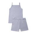 thumbnail image 4 of Conjuntos de camiseta sin mangas de cuello redondo para niños, camiseta sin mangas con tirantes finos y pantalones cortos, conjunto de dos piezas para el hogar para niñas, top de poliéster, 4 of 5