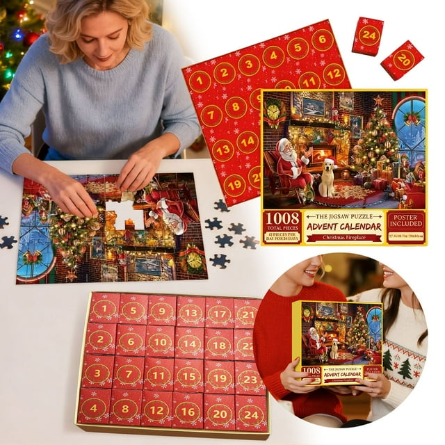 Xmas Advent Calendar Set 24 Day Countdown With Holiday Ornament Figures For Home Party Festive Celebration
