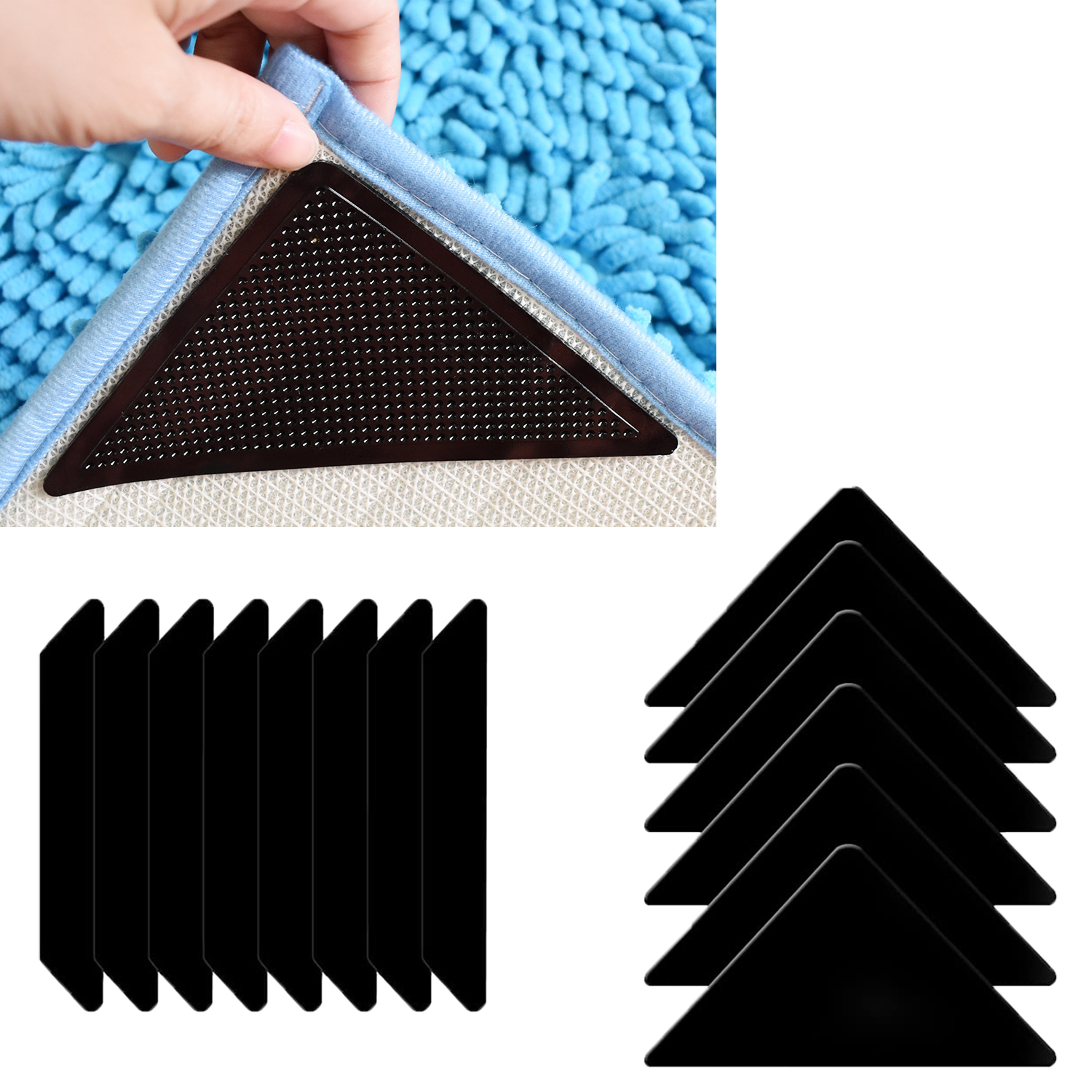 OBOSOE 14 PCS Non Slip Rug Pads Double Sided Carpet Tape Rug Corner